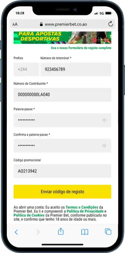Tela Premierbet, premier bet angola 02