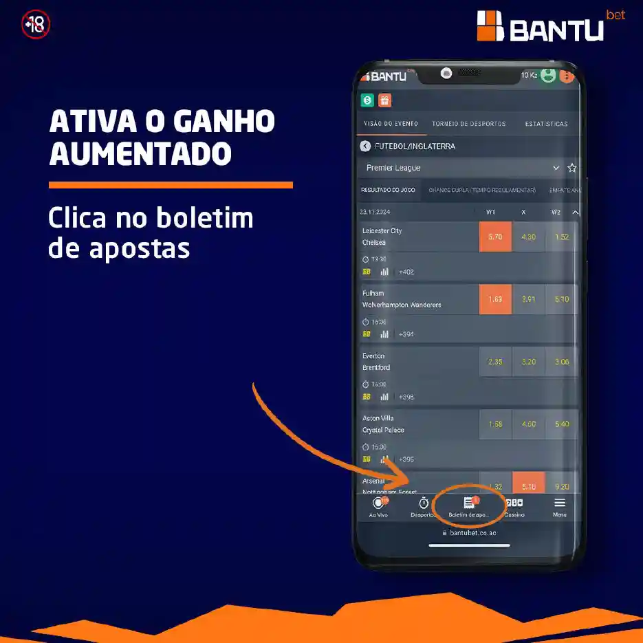 Passo 3 como usar o ganho aumentado na Bantu Bet ou Bantubet