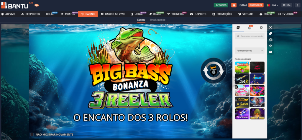 Slots de Casino na bantu Bet ou Bantubet Angola - Big Bass Bonanza 3 Reeler 01