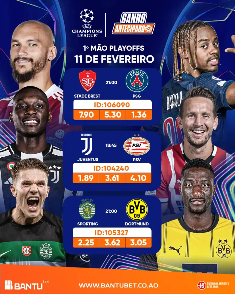 Playoffs da Liga dos Campeões na Bantu Bet ou Bantubet Angola